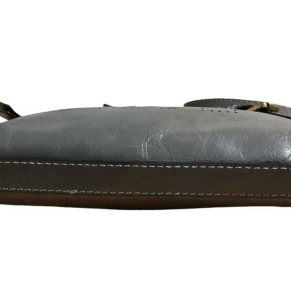 Frye Gray Carson Boho Crossbody Purse With Adjustable Strap & Perforated Logo - Picture 5 of 7